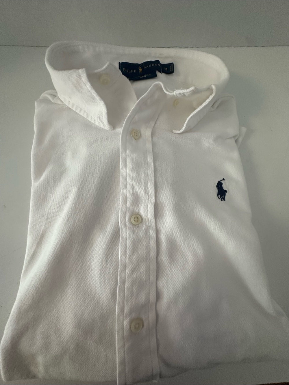 Ralph Lauren White Button-Down Shirt with Navy Pony